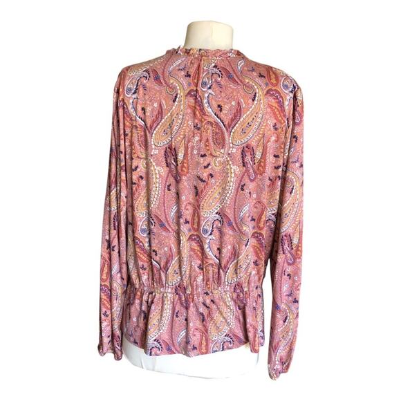 Les Serein NWT Locarno Peplum Mauve Paisley Tassel String Boho Blouse Size Large - Picture 8 of 11